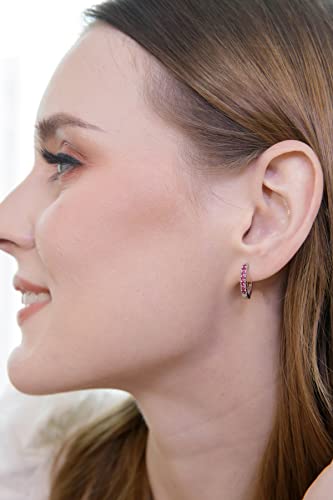 B. Brilliant Ruby Earrings For Women 15Mm Synthetic Gemstone Oval Huggies Sterling Silver Hoops Red Earring Bridesmaids Fashion Trendy thumb #6