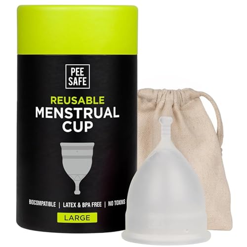 PEESAFE Menstruationstasse für Frauen | auslaufsicher | geruchlos | medizinisches Silikon | wiederverwendbar menstrual cup | Periodentasse | Menstruationskappe, Größe L