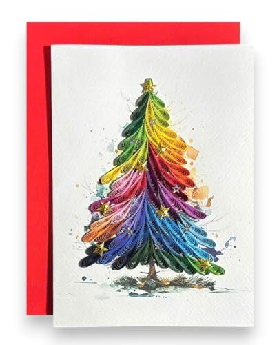 HAIANCO Handcraft Quilling Christmas Card, Envelope Included, Blank Inside, Xmas