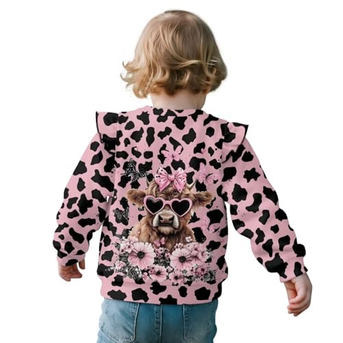 Uourmeti Toddler Girls Shirts Ruffle Long Sleeve T-Shirts Casual Blouse Little Kids Active Tunic Tops2