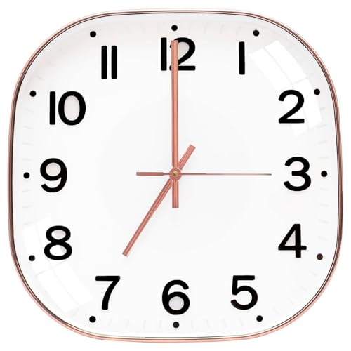 Image of TEKCOOL Plastic Analogue Wall Clock 12 inch Silent Quartz Decorative Wall Clock Non-Ticking Classic Clock Batery Operated Round Easy to Read for Room /Home /Kitchen /Bedrom /Office /School.White copper-