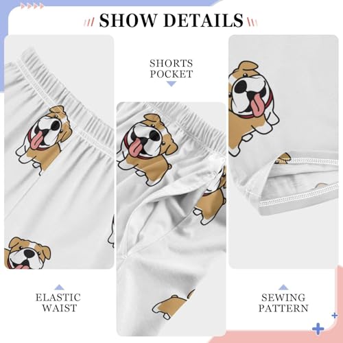 Boys' Pants Cute Bulldog White Long Bottoms Jogger Pants Elastic Waist Trousers with Pockets S-XL4