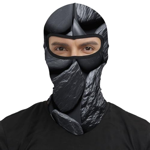 Balaclava Pasamontañas para Hombre y Mujer en Negro con Estampado Piedra, Mascara Termica para Rostro, Protección para Clima Frío miniatura 2