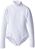 Capezio girls Girls' Team Basic Turtleneck Long Sleeve With Snaps athletic leotards, White, 10 12 US