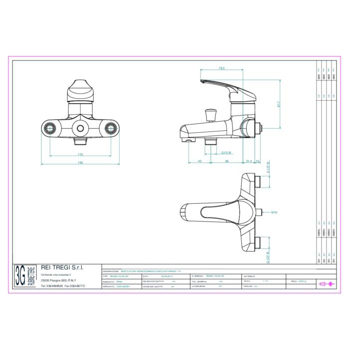 Mitigeur bain-douche - Entraxes spéciaux de 110 mm - Sélection Cazabox