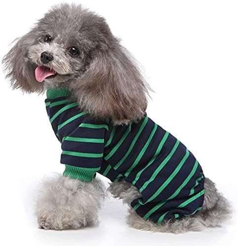 犬服 パジャマ ロンパース ペット服パジャマつなぎ 春夏秋 綿製 屋部着 寝間着 抜け毛防止 小中型犬 お出掛け お散歩用 (XL, グリーン)