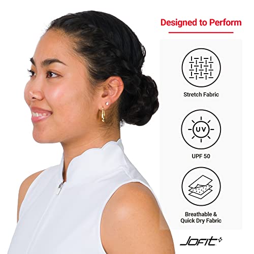 Jofit Apparel Women's Athletic Clothing Scallop Cutaway For Golf & Tennis, Size Small, White #TOP2