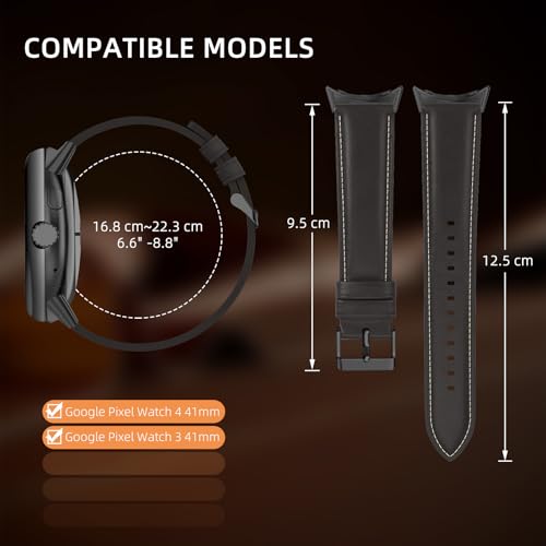 Correa de cuero para Google Pixel Watch 41mm negra miniatura 3