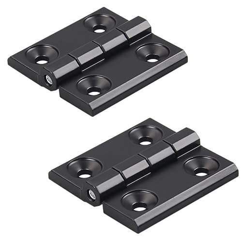 2 piezas de bisagra negra de aleación de zinc de 60x60mm, bisagras de marco de puerta, bisagra de perfil de aluminio, kit de instalación para ranura de perfil de extrusión de aluminio de 2020 de 6mm