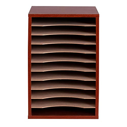 Safco Products Vertical Desktop Sorter, 11 Compartment 9419Cy, Cherry, Letter-Size Shelves, Durable Laminate Finish #TOP1