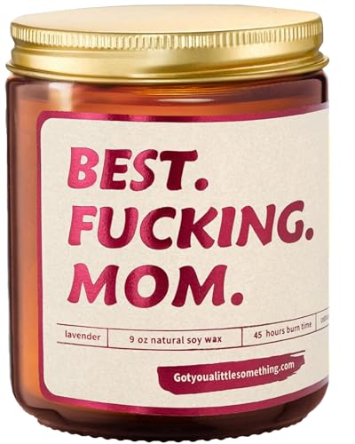 Best Mom Ever Funny Lavender Vanilla Scented Candle - Funny Brithday Gift from Son, Fun Gift Idea for Christmas from Daughter Kids for Xmas, Moms Birthday Candle