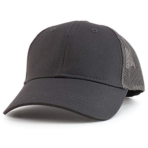 Armycrew Youth Size Kid's Cotton Twill 6 Panel Trucker Mesh Baseball Cap - Charcoal #TOP11