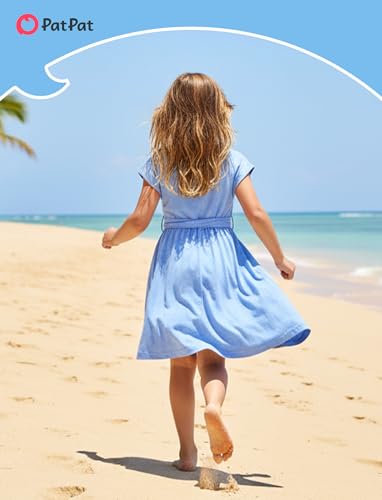 Image of PATPAT Family Matching Outfits Mommy and Me Dresses Floral Dress & Tee Sets | Couples Matching Outfits, Beach Vacation, Family Photoshoot, Drop Shoulder Design Dress, Cotton Blend T-shirts