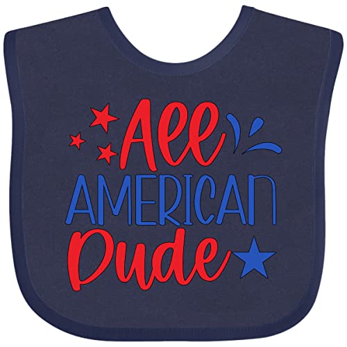 inktastic 4th Of July All-American Dude with Stars Baby Bib Navy Blue 3f60c