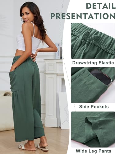 Kissonic Womens Wide Leg Pants Casual Loose Drawstring Flowy Summer Beach Palazzo Harem Pants with Pockets4