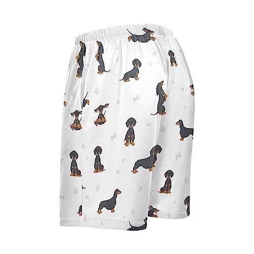 vvfelixl Men's Pajama Bottoms Black Dachshunds Pajama Shorts for Mens Lounge Pajama Pants with Drawstring Sleeping Shorts for Men XL3
