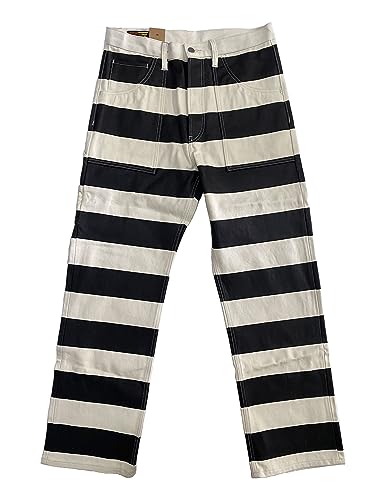 16oz Canvas Multi-Pocket Prison Stripes Motorcycle Pants2