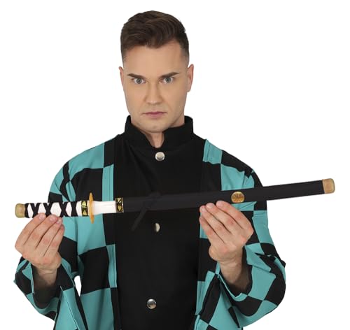 FIESTAS GUIRCA | Samurai-svärd med mantel (60 cm) - Leksaksvapen för ninja och krigare kostym - perfekt för halloween, karneval och temafester - barn och vuxna - svart silver