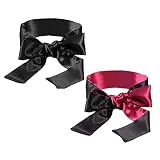 2 Stück Satin Augenmaske,Augenbinde,Weiche Band Blinder,Schlaf Blindfold,Schlafmasken für Erwachsene Paare Liebhaber 150cm Rot Schwarz