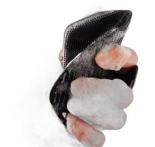Silicone Body Scrubber Exfoliating Body Brush for Men Women Lathers Well Easy to Clean More Hygienic Shower Scrubber for Body Face Scrubber for Sensitive Skin Body Buffer 1 Pack (Black) UNI286-image-46