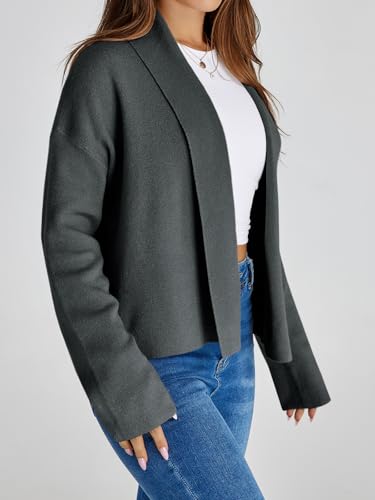 Image of Saodimallsu Womens Cropped Cardigan Open Front Shawl 2026 Fall Trendy Long Sleeve Sweater Jacket