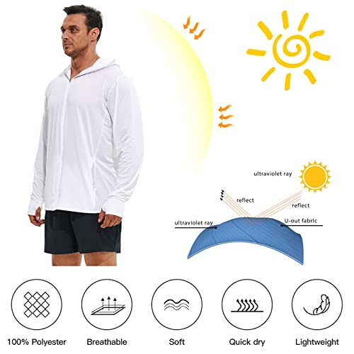 Men's Full Zip UPF 50+ Sun Protection Hoodie Long Sleeve Shirts with Pockets Light Jacket Lightweight Hoodies for Men2