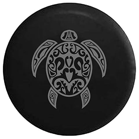 Endangered Sea Turtle Tribal Shell Spare Tire Cover fits SUV Camper RV Accessories Gray Ink 30 in Cover