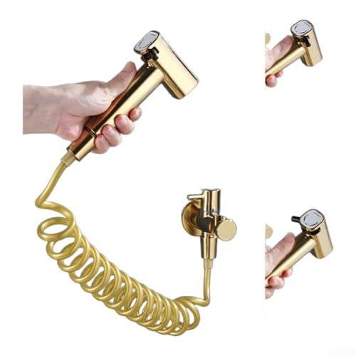 CYRENT Pulvérisateur de bidet mural double fonction avec angles de pulvérisation réglables, pulvérisateur de toilette portatif en laiton pour un nettoyage efficace (doré)