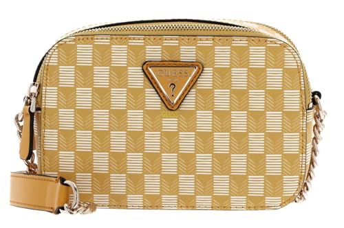 Bolso bandolera tipo cámara GUESS Vikky II en amarillo con logotipo