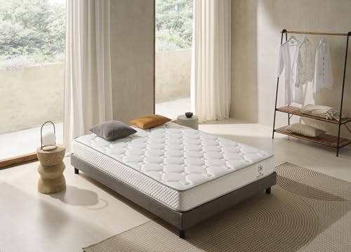 Koen Home Colchón viscoelástico 105x200 cm Fermo - Altura +/- 25 cm - Firmeza Media/Alta - Gran Adaptabilidad - Fibras Hipoalergénicas - Cara especializada Invierno/Verano