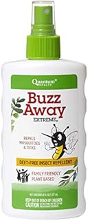 Quantum Health Buzz Away Extreme Insect Repellent|DEET Free Spray|Repels Mosquitos and Ticks|Formulated with Powerful Combo of Essential Oils|Safe for Kids|8 Ounce