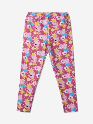 Image of The Souled Store Peppa Pig: Pinky Pig Girls Pull On Pink All Over Printed Regular Fit Cotton Leggings (2-8 Yrs)