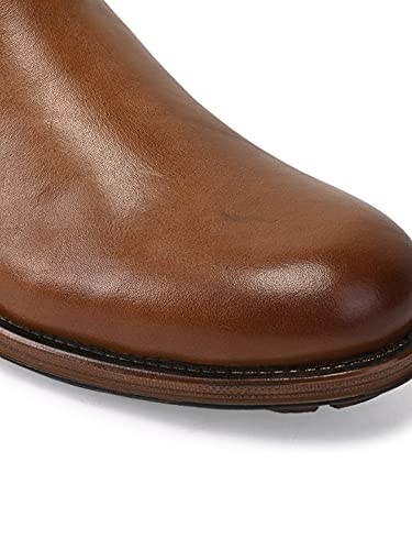 Image of TEAKWOOD LEATHERS Genuine Leather High Ankle Tan Brown Classic Boots Shoes For Men
