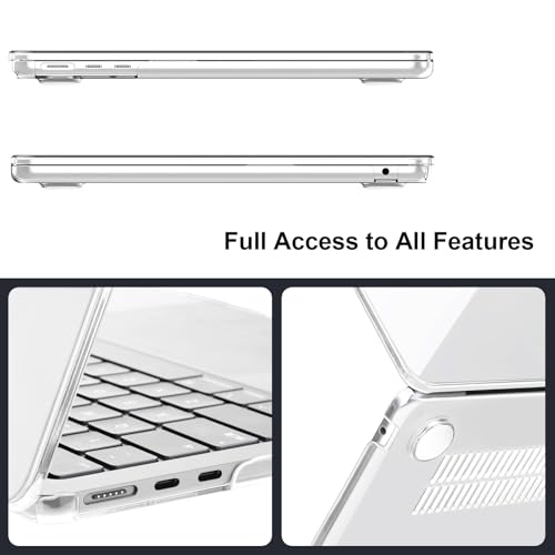 iNeseon Case Compatible with 2023 2024 2025 MacBook Air 15 inch M4 A3241 M3 A3114 M2 A2941, Plastic Slim Hard Shell Cover Case + Keyboard Cover for MacBook Air 15, Clear - Image 4
