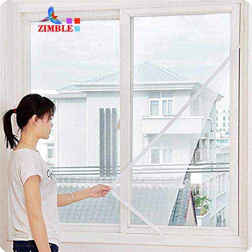 Fiberglass (120X150 CM)-4X5 Ft) Windows Mosquito Net, Insect Net Adhesive with Hook and Loop for Window Frame,Wooden Frame/120 GSM|Highly Durable and Safe (Colour-White, Pack1)