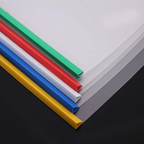 Image of ANG Plastic Strip File Folder for Document Sliding Bar Report Covers,30 Sheet Capacity, Transparent Resume Presentation File Folders Organizer Binder for A4 Size Paper Patti File (Multicolor, 30)