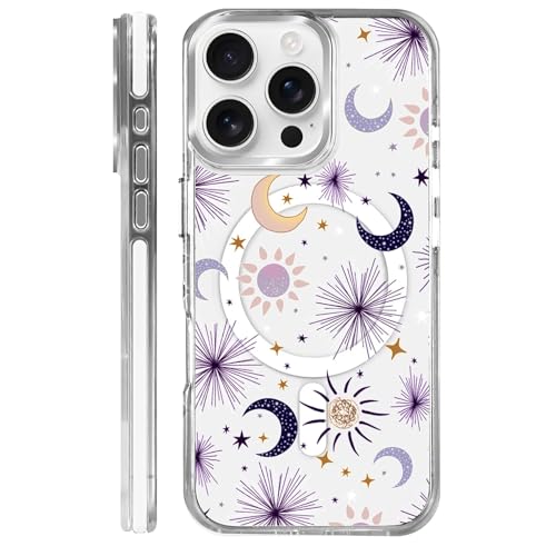 Coque iPhone 16 Pro Magsafe, cadeau mignon violet rêves célestes