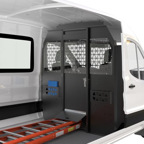 Roof Opening Panel Frame Rail Mechanisms Replacement - 2020-2023 Ford Escape & Lincoln Corsair 5 Van Partition with Hinged Door Fits for Ford Transit Medium Roof | Fit for 14-26 Transit 150/250/350; hinged Steel Bulkhead ensures Quick Access and Clear Visibility; Perfect for Contractors