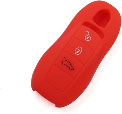 Unifizz Funda protectora de silicona para llavero de coche sin llave para Porsche Macan Panamera Cayenne Rojo