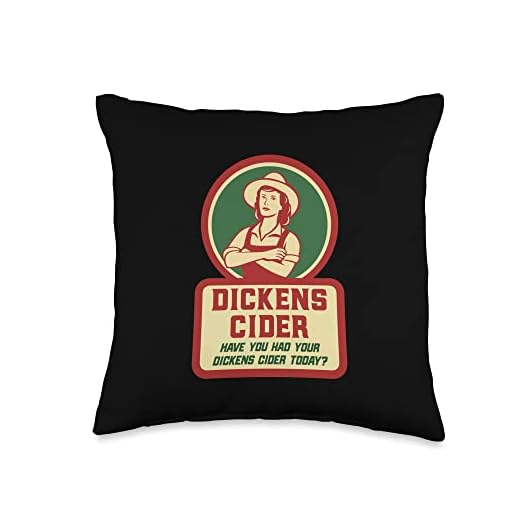 Funny cider retro vintage bottle label Dickens Cider-Fun and Cheeky Innuendo Double entendre Pun Throw Pillow, 16x16, Multicolor