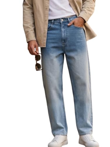 Image of Urbano Fashion Men's Loose Baggy Fit Heavy Washed Faded Denim Jeans Non-Stretchable