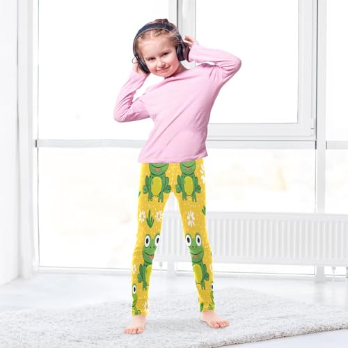 Toddler Girls Leggings Printed Yoga Pants Leggings Frogs on Yellow Background for Kids4
