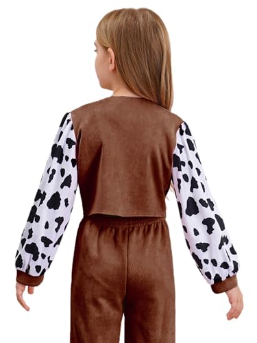 Kids Girls Cowgirl Jacket Long Sleeve Cow Print Cropped Coat Western Party Cowboy Dress Up2