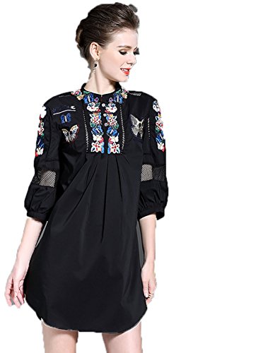 Robe longue broderie creuse noire YALI une pièce d'exception