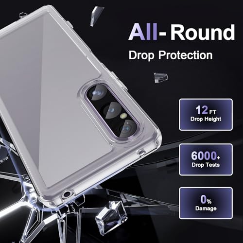 Image of Case for Sony Xperia 1 V, Military Grade Drop Protection Phone Case, Yellowing Resistant, Anti-Scratch Hard PC Back, Shockproof Hard Ultra-Thin Protective Cover, Clear