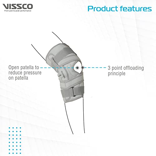 Image of Vissco OA Knee Brace - Open Type, Offloads the Pressure on the Knee - (Left) Grey - Medium