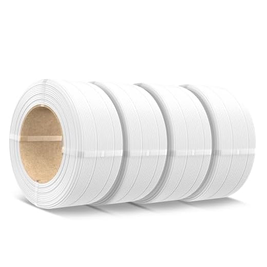 SUNLU 500g PLA Refill Filament 1.75mm, Refill PLA 3D Printer Filament Suitable for Bambu Lab Filament and SUNLU Reusable spools, Dimensional Accuracy +/- 0.02 mm, 0.5kg per Spool, 4 Pcs, 4 White