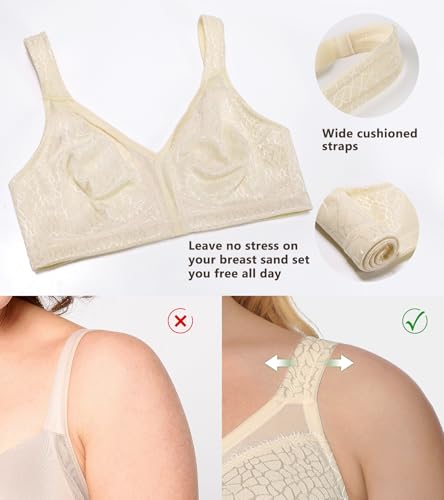 Image of DotVol Women's Full Figure Minimizer Bras Comfort Large Busts Wirefree Non Padded Plus Size Bra
