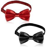 LCFVOFU 2 Pcs Formal Men Bow Ties, Adjustable Solid Color Bow Tie for Weddings Birthdays Events Meeting Party(Black, Red)