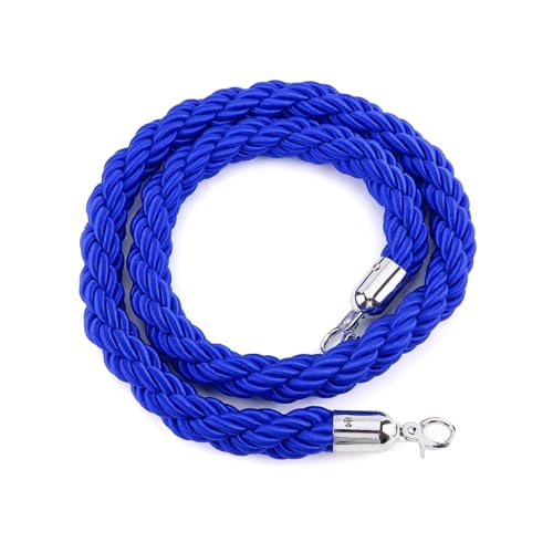 Wulachaka Corda intrecciata per coda da 1,5 m, divisore, per controllo della folla, con gancio, per club, hotel, banche (blu)